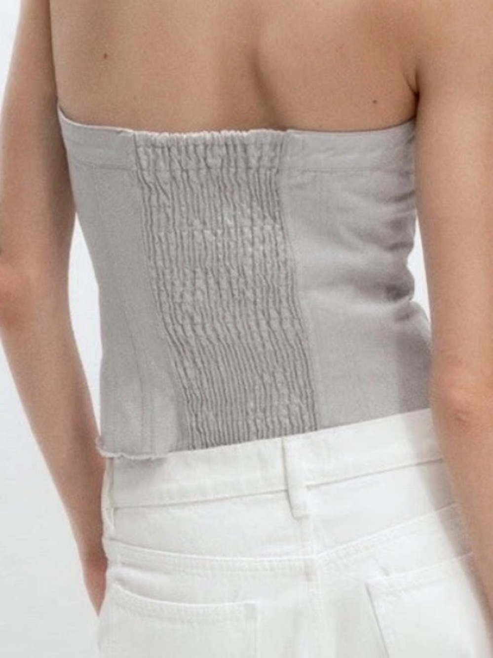 Zara Light Gray Strapless Button-Front Bustier - image 2